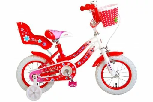 Volare Lovely Børnecykel - Piger - 12 Tommer - Rød -Cykler Salgsbutik Volare Lovely kinderfiets 3 trans W1800